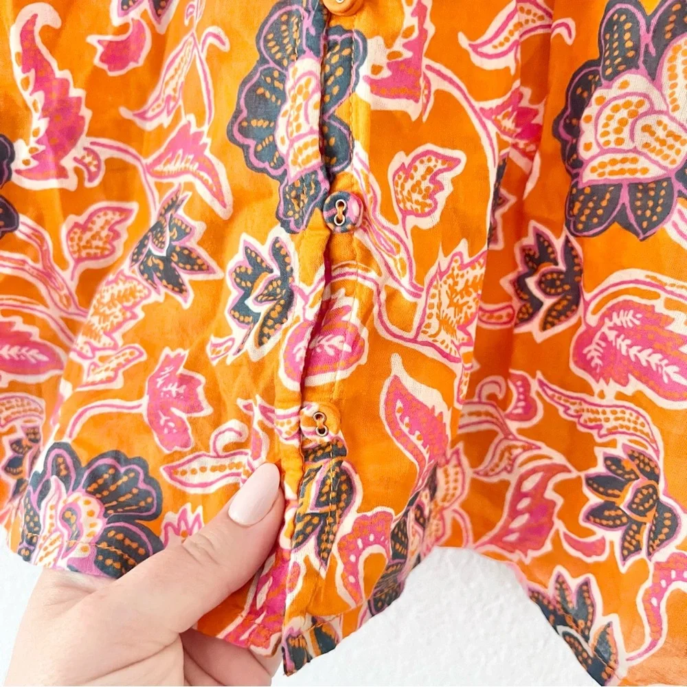 Cleobella Talia Ruffle Sleeve Floral Blouse in Tropique Sz S
